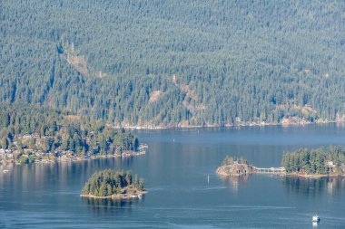 Burnaby, Kanada - 17 Kasım 2018: Burnaby Mountain parkından Seymour dağına bakış.