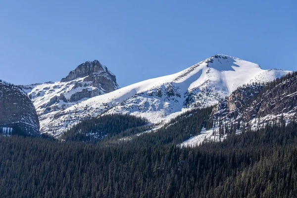 Канадські Скелясті гори з снігом в Альберті Канаді ранньої весни чисте небо. — стокове фото