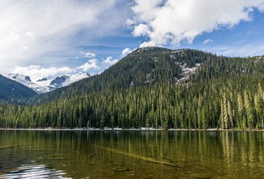 British Columbia Canada'da dağ joffre lakları ile pastoral bahar manzarası.