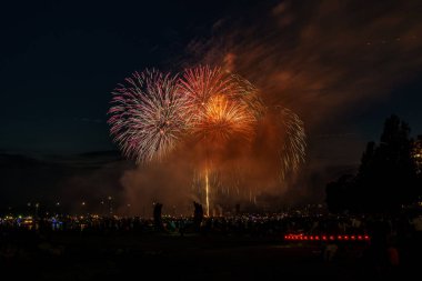 Vancouver, Kanada - 31 Temmuz 2019: Honda Celebration of Light Canada takımı Vancouver'da havai fişek gösterisi nde bulundu.