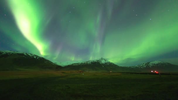 アイスランドのオーロラ オーロラ 時間の経過 — ストック動画