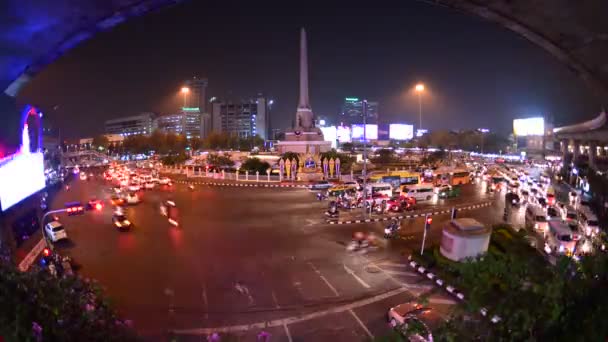 Timelapse Tráfico Rotonda Monumento Victoria Bangkok Tailandia — Vídeos de Stock