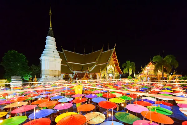 Miracle Lanna Umbrella Festival Wat Phra Pan Phra Non Mae — Fotografia de Stock