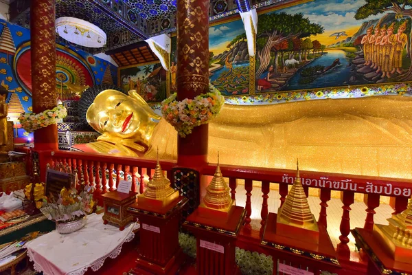 Liegende Buddha Statue Thailändischen Buddha Tempel Wat Phra Pan Phra — Stockfoto