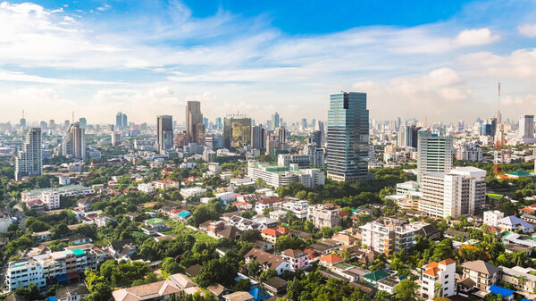 Bangkok Metropolis, aerial view over the biggest city in Thailand