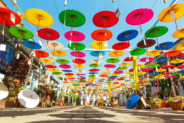 Bunte Papier Handgemachte Schirme Wat Tha Luk Chiangmai Thailand — Stockfoto