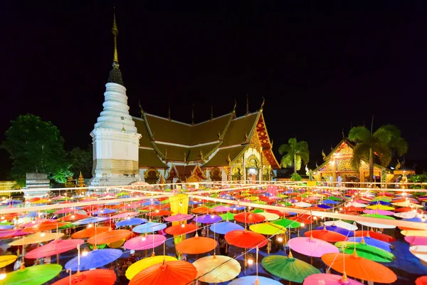 Chiang Mai Thailand Oktober 2018 Miracle Lanna Paraplu Festival Wat Stockafbeelding
