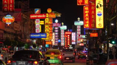 Gece Yaowarat Road trafik, Yaowarat Bangkok Çin kültürünün ana merkezi olmuştur üzerinde 200 yıl, Bangkok Tayland