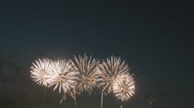 gece gökyüzünde güzel havai fişek gösterisi