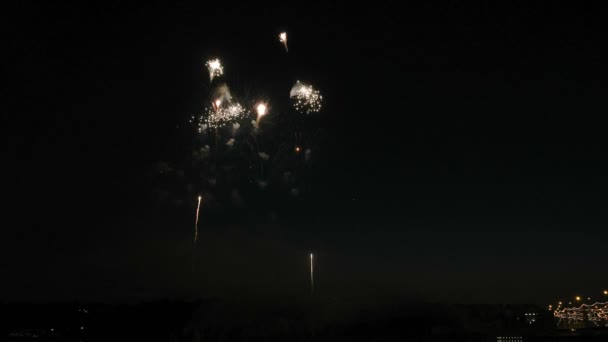 在夜空中美丽的焰火表演 — 图库视频影像