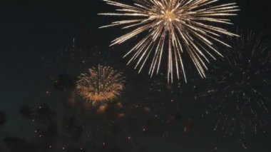 gece gökyüzünde güzel havai fişek gösterisi