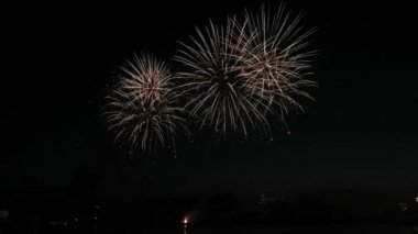 gece gökyüzünde güzel havai fişek gösterisi