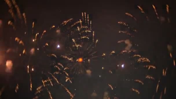 Schönes Feuerwerk am Nachthimmel — Stockvideo