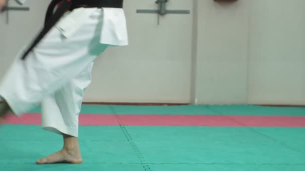 Jeune homme au corps musclé, entrainement des arts martiaux Goju-Ryu Karaté-Do — Video