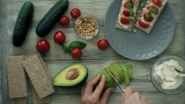 Cooking Healthy Veggie Sandwiches — Stock Video