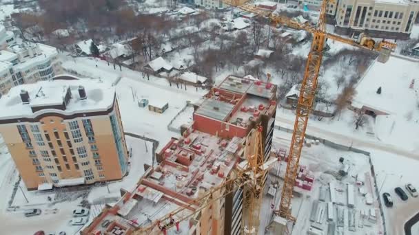 Construction d'une maison, aérienne, copter shoot — Video