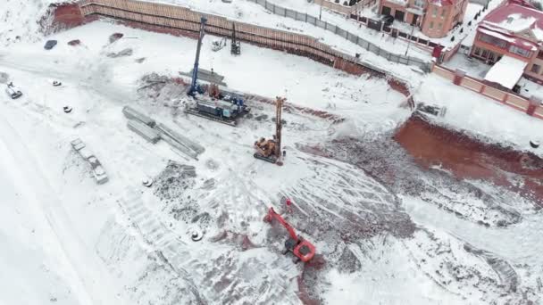 Buldozer pracuje na staveništi, letecké Střílečky — Stock video