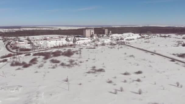 Industrial production area winter aerial survey — Stock Video