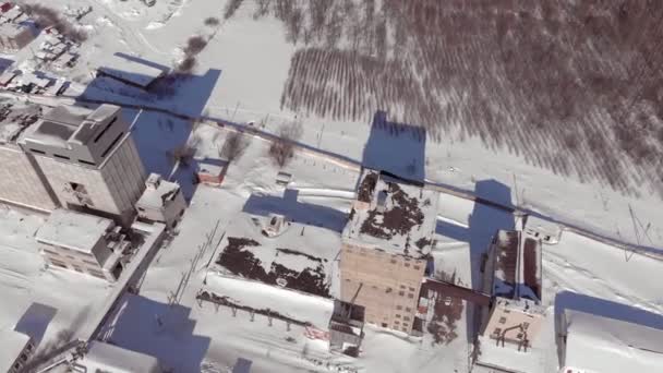 Industriële productie gebied winter luchtfoto enquête — Stockvideo
