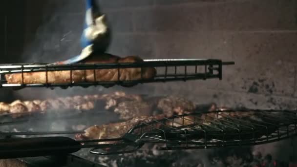 Barbecue cottura della carne, barbecue, cottura della carne — Video Stock