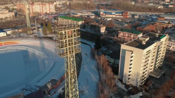 Stadion zewnętrzny zimą — Wideo stockowe