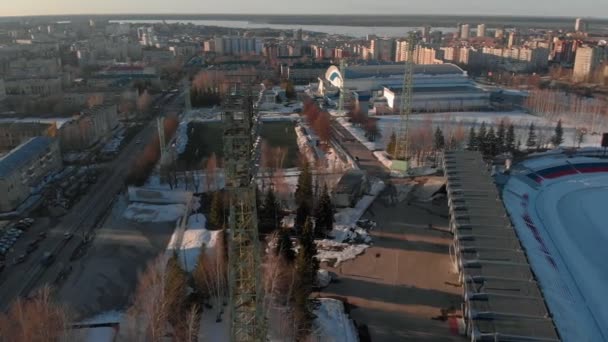 Estadio al aire libre en invierno — Vídeo de stock