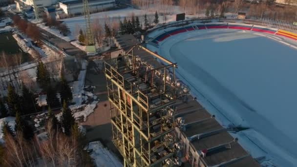 Freiluftstadion im Winter — Stockvideo