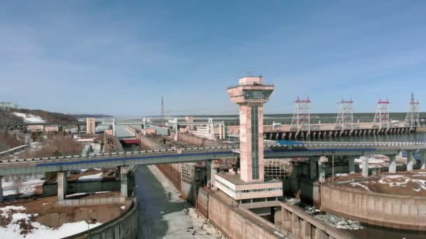 水力发电厂，空中拍摄 — 图库视频影像
