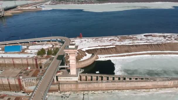 水力发电厂，空中拍摄 — 图库视频影像