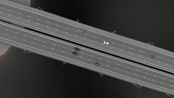 Puente de carretera, imágenes aéreas de un helicóptero — Vídeos de Stock