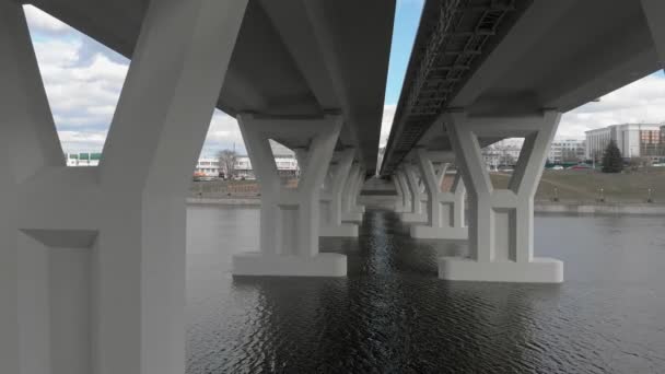 Wegen brug bouw, lucht onderzoek — Stockvideo