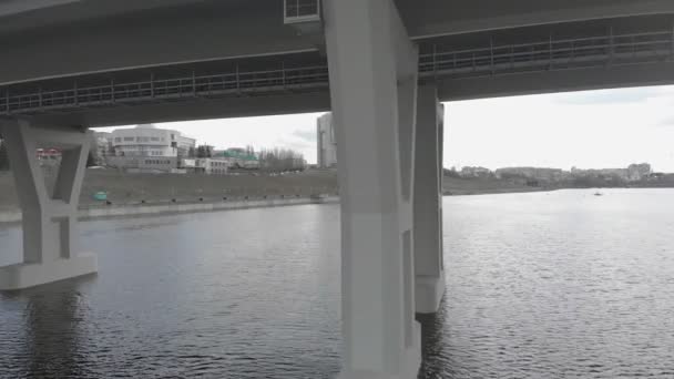 Straßenbrückenbau, Luftaufnahme — Stockvideo