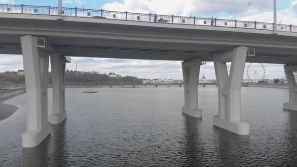 Wegen brug bouw, lucht onderzoek — Stockvideo