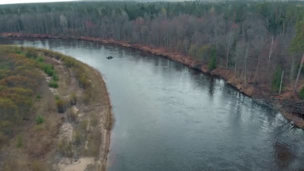 Rafting na řece. Střelba z dronu — Stock video