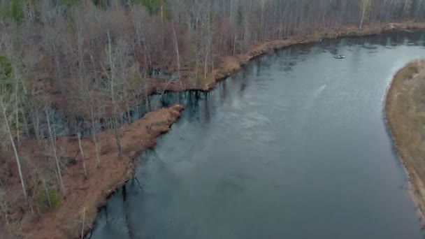 Flößerei. Luftaufnahmen aus der Drohne — Stockvideo