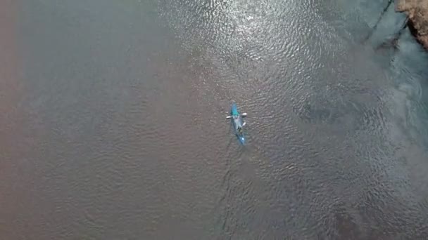 Rafting fluvial. Tir d'air du drone — Video