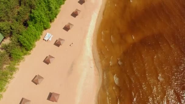 Playa de arena con vista a los pájaros — Vídeo de stock