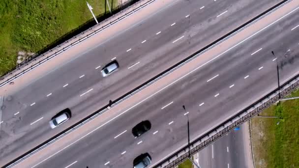 Autopista, intercambio. Disparo aéreo — Vídeo de stock