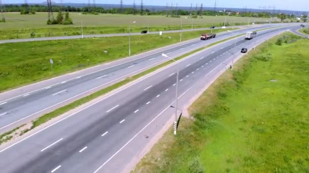 高速道路、インターチェンジ空中撮影 — ストック動画