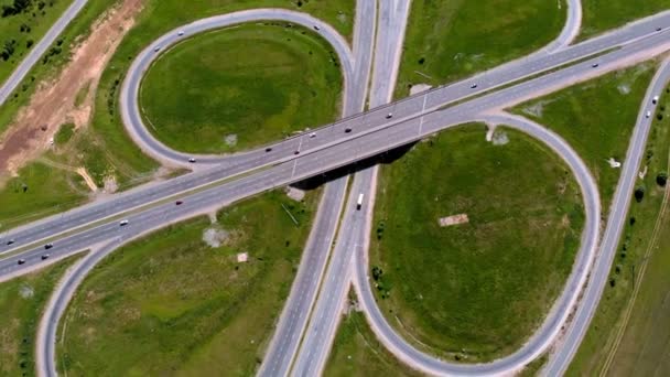Highway, interchange. Aerial shooting — Stock Video