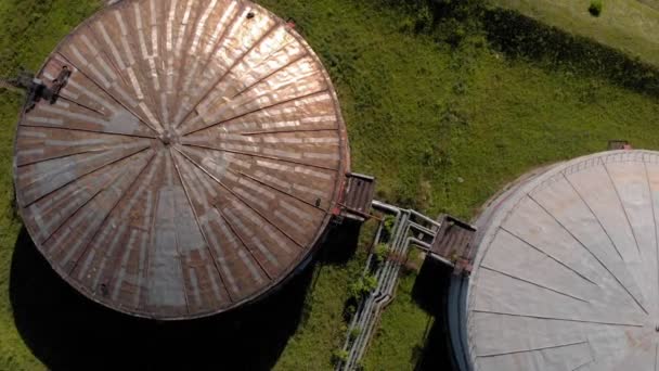 Oil storage summer aerial survey — Stock Video