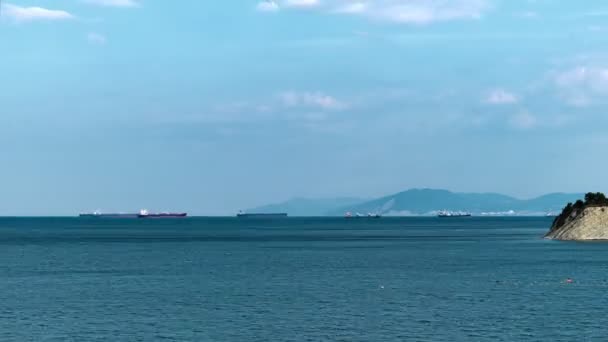 Cargo ships at sea. time lapse — Stock Video