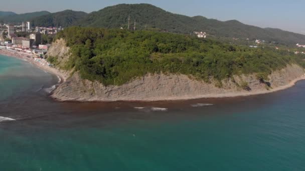 Beautiful bay in the blue sea. Aerial shot — Stock Video