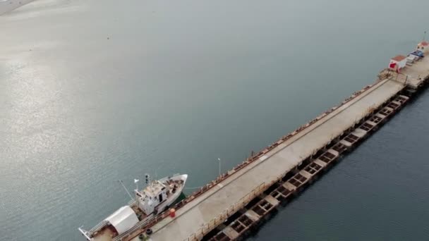 Flyger över piren till havet. Aerial shot — Stockvideo