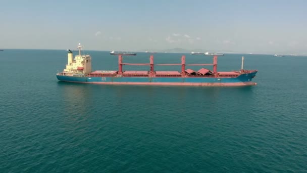 Cargo ship at sea. Aerial shot — Stock Video