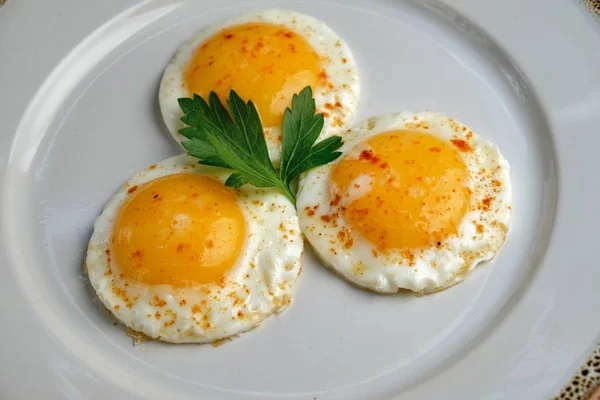 Fried eggs. catering menu — Stock Photo, Image