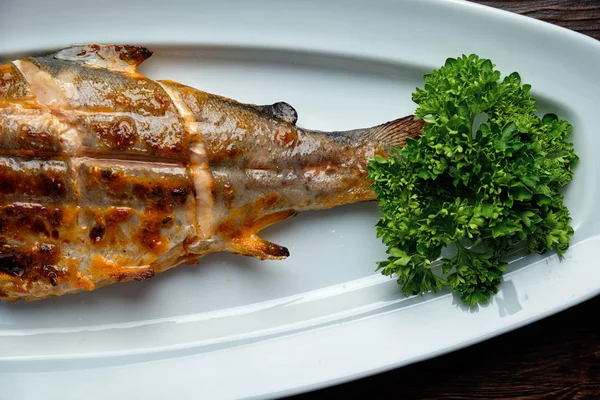 Grilled dorado with vegetables . catering menu — Stock Photo, Image