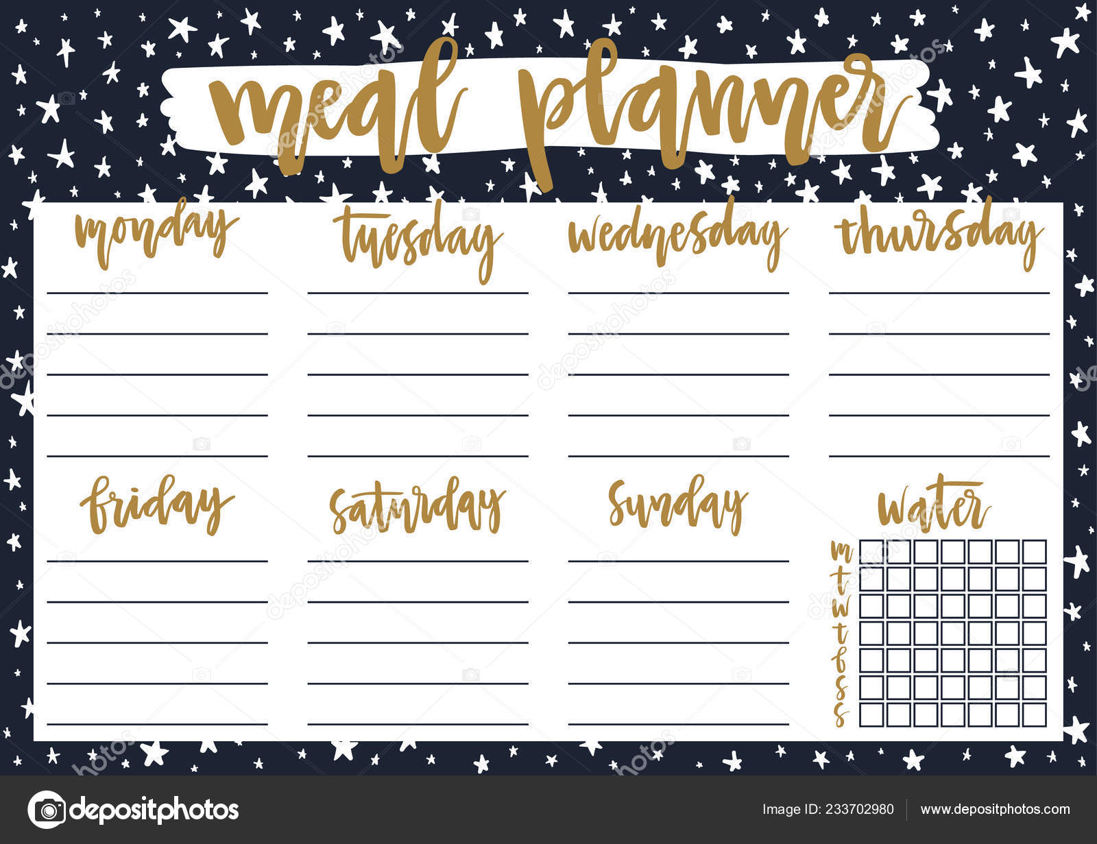 Cute Template Weekly Daily Meal Planner Lettering Pastel Background Stars Stock Vector By Cute Template Weekly Daily Meal Planner Lettering Pastel Background Stars Stock Vector By