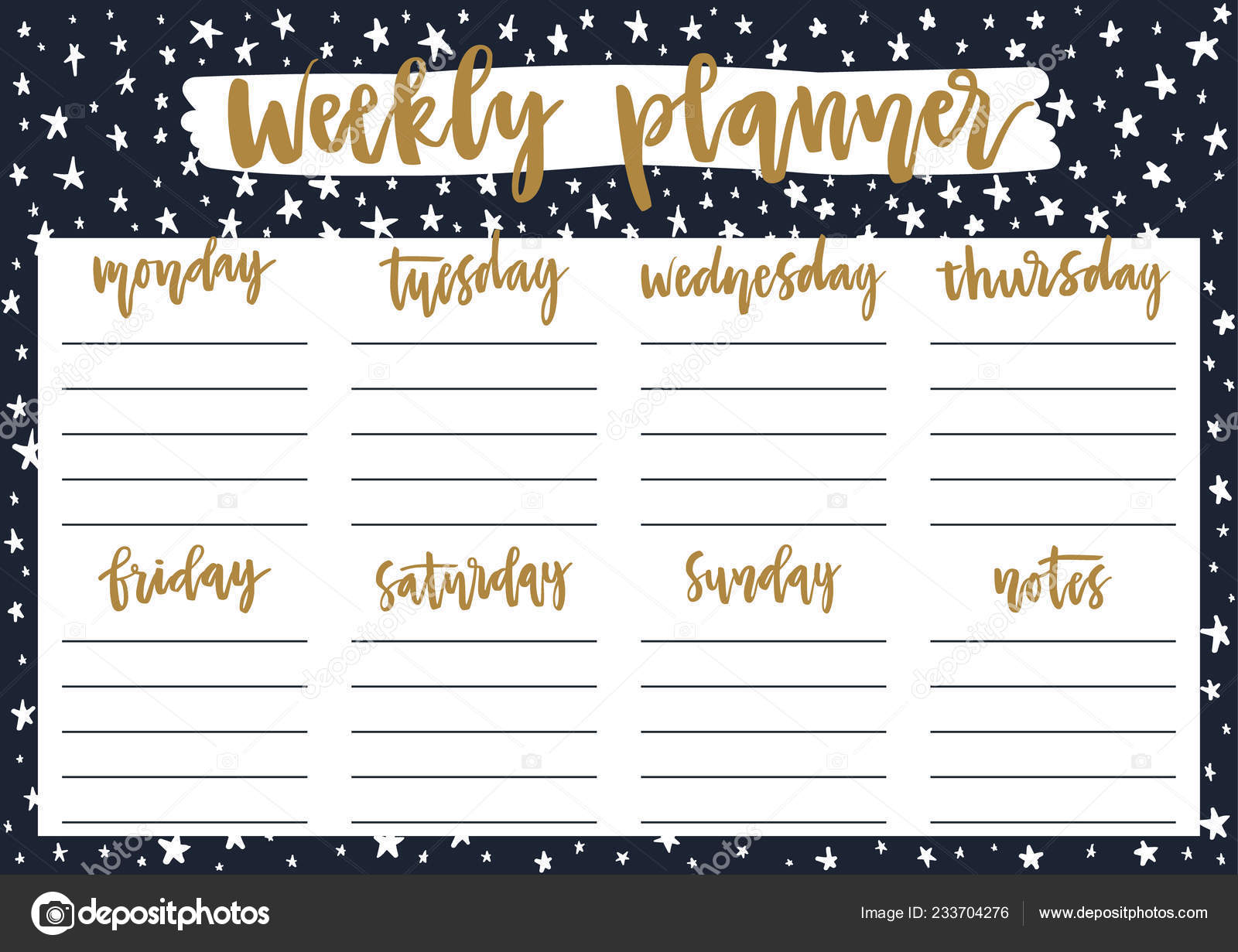 2019 Weekly Calendar Template from st4.depositphotos.com