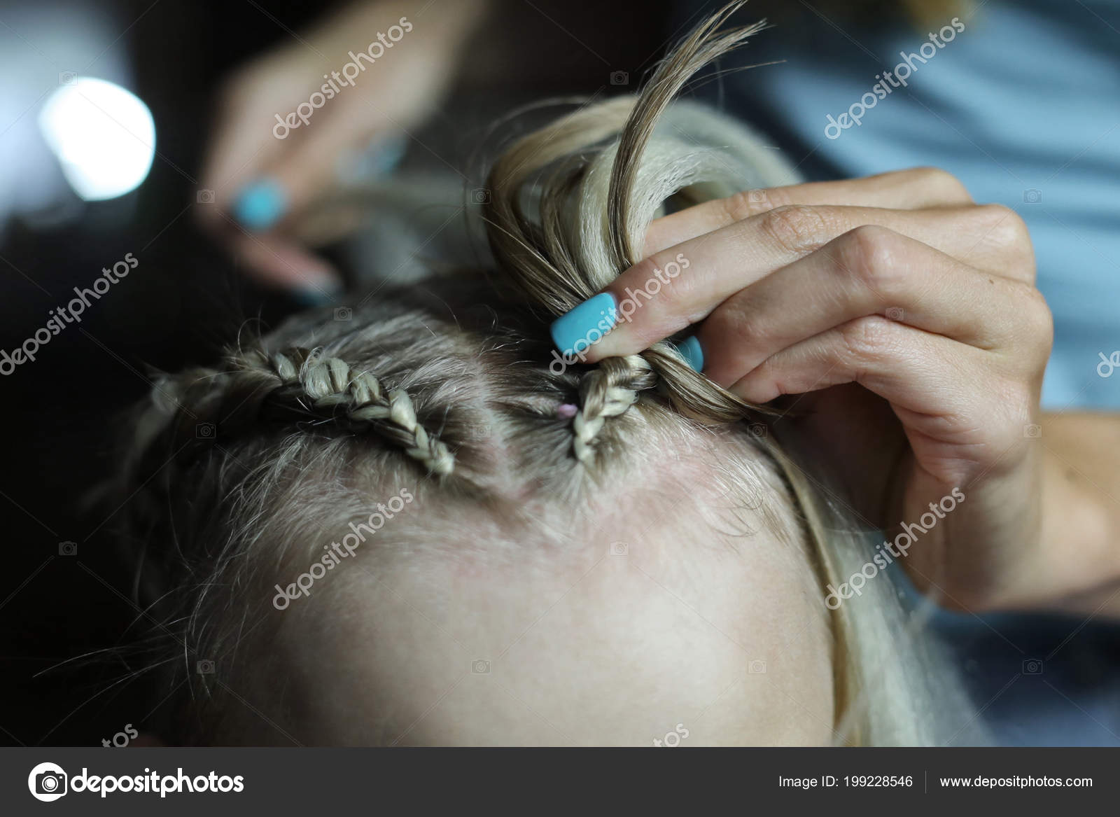 Braiding Thick Plaits Artificial Kanekalon Hair Process Stock